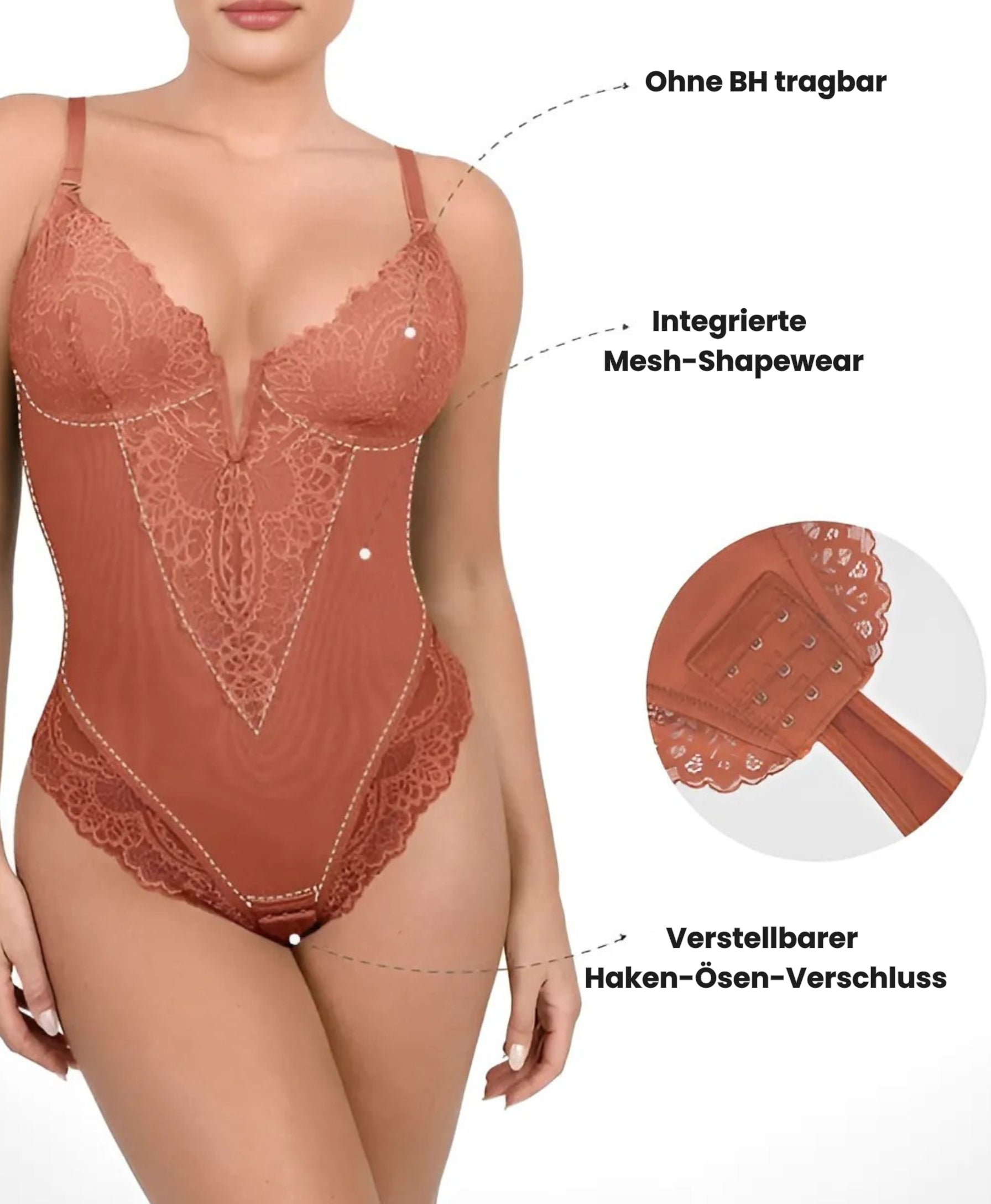 Body gainant demi-dentelle